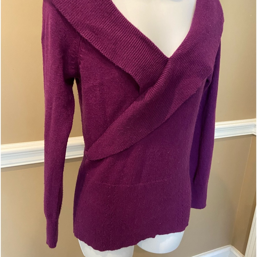 White House Black Market Purple V-Neck Sweater